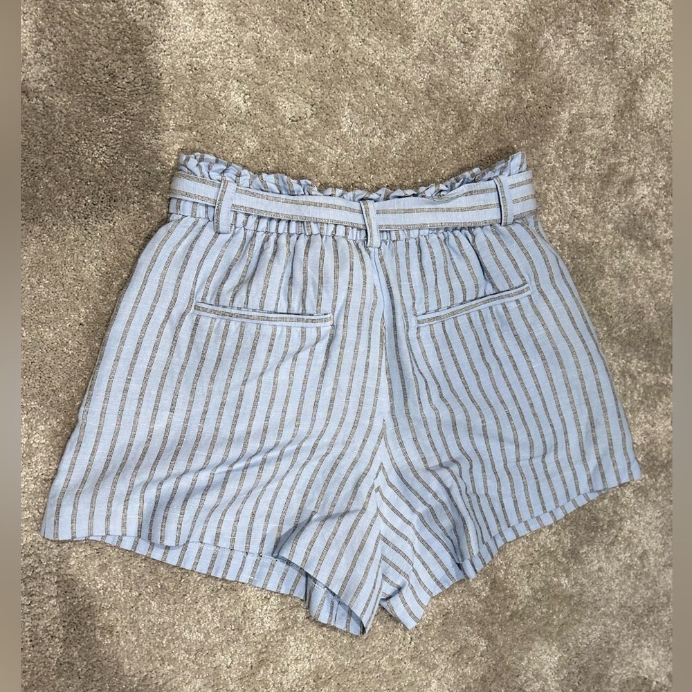 LOFT Linen Blend Striped Tie-Waist Shorts Blue Size Small EUC - Picture 5 of 5